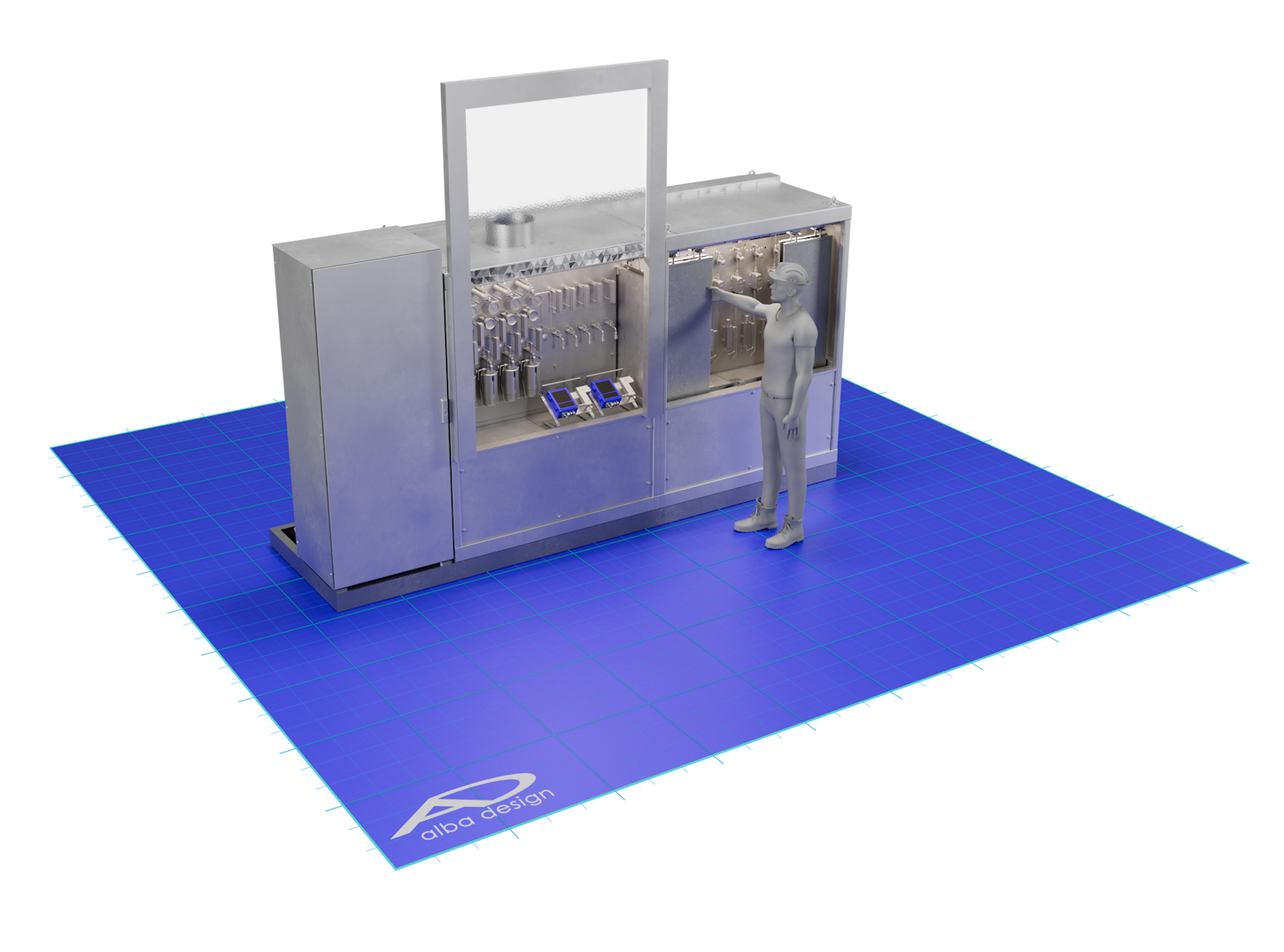 Gas- und Ventilmanagement Panel 3D Rendering